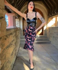 LBHM Yvonne Skirt In Tie Me Up Fetish Print | Laura Byrnes & Hope Morrison What's New, Pussycat?