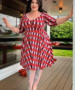 Laura Byrnes Design Kayla Swing Dress In Bad Girl Harlequin | Deadly Dames
