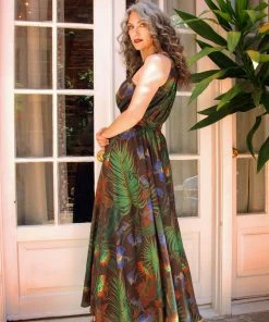 Laura Byrnes Design Final Sale - Maybelle Maxi Dress In Venus Fly(ing Monkey) Trap Print | Laura Byrnes