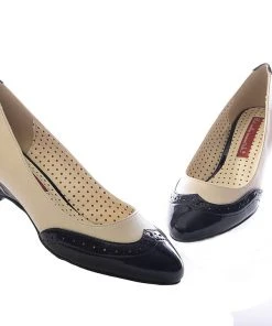 BAIT Footwear Spectator Kitten Heels In Black And Cream What's New, Pussycat?