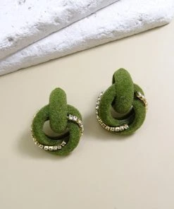 Wall To Wall Knot Your Nana's Earrings In Olive What's New, Pussycat?