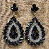 S And J - FashionGo Shop All In-Stock Items By Size Final Sale - Teardrop Black Crystal Pave Earrings
