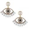 Ole - FashionGo That Gleam In Your Eye Pearl & Rhinestone Evil Eye Earrings