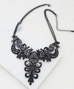 LA3Accesories What's New, Pussycat? Night Falls Filagree Necklace In Black