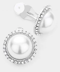 Wona Trading She's A Lady Pearl Clip On Earrings In Silver