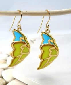 Wall To Wall Blue And Green Acrylic Butterfly Earrings What's New, Pussycat?