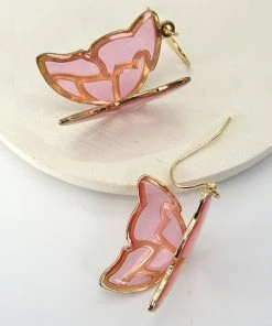 Wall To Wall Pink Acrylic Butterfly Earrings