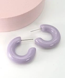 Wall To Wall Perfect Pair Resin Hoops In Lavender
