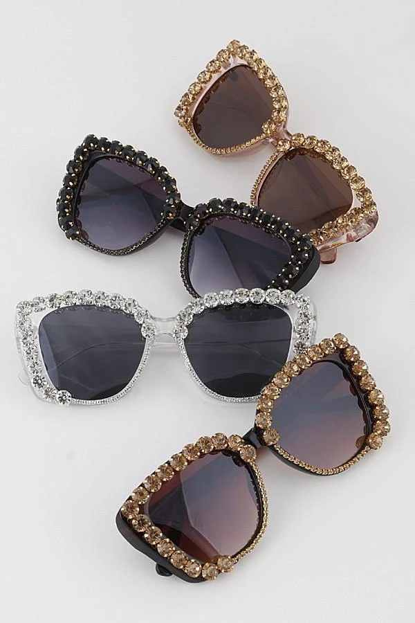 H&D Accessories Julia Jeweled Sunglasses In Gold 5 H&D Accessories Julia Jeweled Sunglasses In Gold