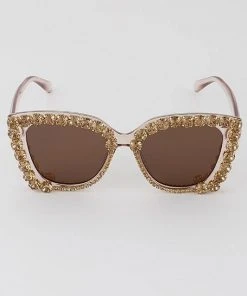 H&D Accessories Julia Jeweled Sunglasses In Gold