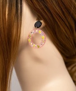 LA3Accesories Desert Sun Painted Acrylic Hoop Earrings What's New, Pussycat?