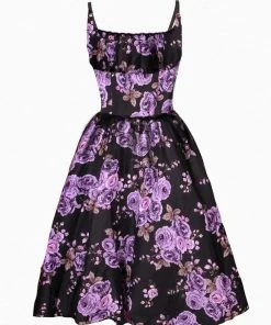 Final Sale - Ella Vintage Sundress In Purple Roses | Pinup Couture