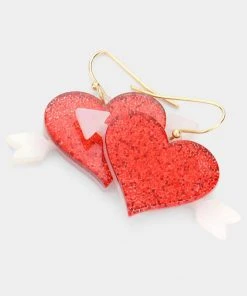 Wona Trading Shining Amore Red Glitter Earrings