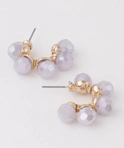 H&D Accessories Ball Drop Beaded Hoop Earrings In Lavender What's New, Pussycat?