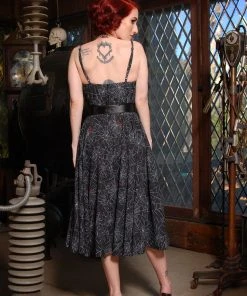Shop All In-Stock Items By Size Final Sale - Amalie Ballerina Swing Dress In Black Widow Spiderweb | Pinup Couture