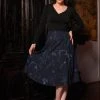 Laura Byrnes Design Shop All In-Stock Items By Size Final Sale - Viva 40s Tulip Skirt In Blue & Silver Witchy Toile Print | Laura Byrnes