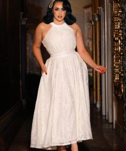 Laura Byrnes Design What's New, Pussycat? Maybelle Maxi Dress In Ivory With Lace Overlay | Laura Byrnes