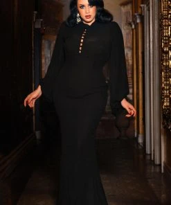 Laura Byrnes Design Final Sale - Serafina Maxi Gown In Black Crepe | Laura Byrnes