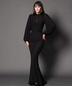 Laura Byrnes Design Final Sale - Serafina Maxi Gown In Black Crepe | Laura Byrnes