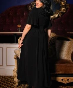 Shop All In-Stock Items By Size Final Sale - Katy Dress In Solid Black Cotton Knit | Pinup Couture