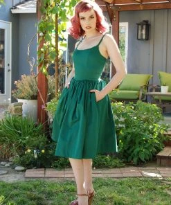 Final Sale - Jenny Vintage Swing Dress In Emerald Green | Pinup Couture