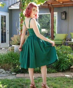 Shop All In-Stock Items By Size Final Sale - Jenny Vintage Swing Dress In Emerald Green | Pinup Couture