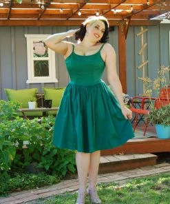Shop All In-Stock Items By Size Final Sale - Jenny Vintage Swing Dress In Emerald Green | Pinup Couture
