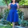 Pinupgirlclothing.com Shop All In-Stock Items By Size Final Sale - Vintage Style Pinup Heidi A-Line Dress In Solid Blue | Pinup Couture 2 Pinupgirlclothing.com Shop All In-Stock Items By Size Final Sale - Vintage Style Pinup Heidi A-Line Dress In Solid Blue | Pinup Couture