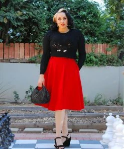 Pinupgirlclothing.com Doris Vintage Swing Skirt With Pockets In Red | Pinup Couture