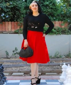 Pinupgirlclothing.com Doris Vintage Swing Skirt With Pockets In Red | Pinup Couture