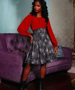 Laura Byrnes Design What's New, Pussycat? Sylvie Long Sleeve Flowy Peasant Top In Ruby Red | Laura Byrnes