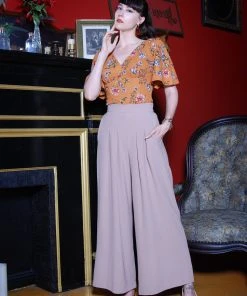 Viva Blouse In Mustard Floral Stretch Crepe | Laura Byrnes Design What's New, Pussycat?