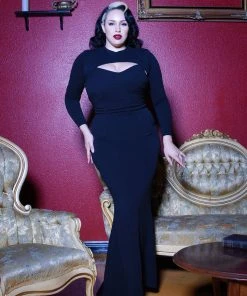 Supreme Maxi Dress With Removable Shrug In Black Stretch Crepe | Traci Lords Shop All In-Stock Items By Size 25 Supreme Maxi Dress With Removable Shrug In Black Stretch Crepe | Traci Lords Shop All In-Stock Items By Size