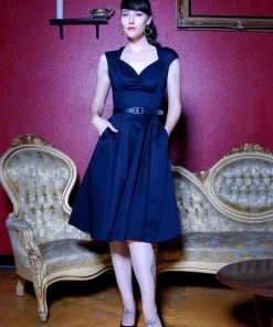 Pinupgirlclothing.com Heidi Vintage A-Line Dress In Solid Black Cotton Sateen | Pinup Couture Shop All In-Stock Items By Size 12 Pinupgirlclothing.com Heidi Vintage A-Line Dress In Solid Black Cotton Sateen | Pinup Couture Shop All In-Stock Items By Size