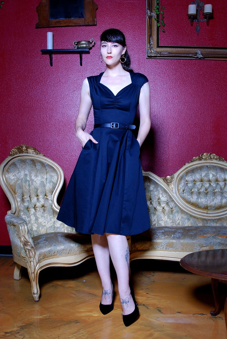 Pinupgirlclothing.com Heidi Vintage A-Line Dress In Solid Black Cotton Sateen | Pinup Couture Shop All In-Stock Items By Size 7 Pinupgirlclothing.com Heidi Vintage A-Line Dress In Solid Black Cotton Sateen | Pinup Couture Shop All In-Stock Items By Size