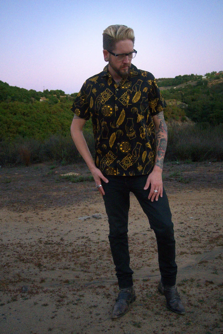 LBHM Unisex Button Down Shirt In Stregheria Sateen | Laura Byrnes & Hope Johnstun 6 LBHM Unisex Button Down Shirt In Stregheria Sateen | Laura Byrnes & Hope Johnstun