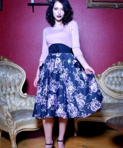 Pinupgirlclothing.com OYS - XS - Vintage Inspired Corset Skirt In Purple Floral | Laura Byrnes Design