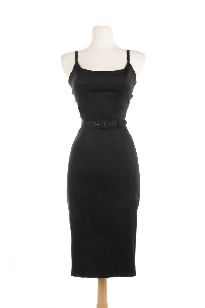 Final Sale - Jayne Wiggle Dress In Black Poly Crepe | Pinup Couture 6 Final Sale - Jayne Wiggle Dress In Black Poly Crepe | Pinup Couture