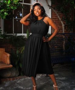 Pinupgirlclothing.com Maybelle Gathered Swing Dress In Solid Black | Laura Byrnes 11 Pinupgirlclothing.com Maybelle Gathered Swing Dress In Solid Black | Laura Byrnes