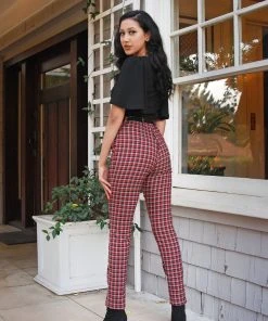 Final Sale - LB Long Trousers In Red Plaid | Laura Byrnes Design