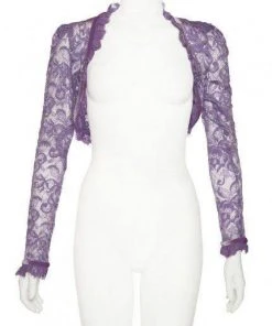 Final Sale - Gothic Glamour | Gothic Lace Bolero In Purple | Pinup Couture