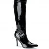 Pleaser Iām In Lust Knee High Stiletto Boots In Black Stretch Faux Patent Shop All In-Stock Items By Size 2 Pleaser Iām In Lust Knee High Stiletto Boots In Black Stretch Faux Patent Shop All In-Stock Items By Size