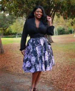 Pinupgirlclothing.com OYS - XS - Vintage Inspired Corset Skirt In Purple Floral | Laura Byrnes Design