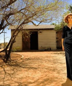 Pinupgirlclothing.com Shop All In-Stock Items By Size Final Sale - Valeria Deco Maxi Gown In Black Stretch Velvet | Laura Byrnes Design