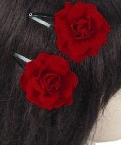 Red Apple Accessories - FashionGo Pair Of Roses Hair Clips In Burgundy What's New, Pussycat?
