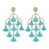 Ole - FashionGo What's New, Pussycat? Tassel Tuesday Chandelier Earrings In Aqua