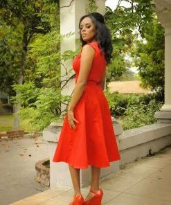 Pinupgirlclothing.com Final Sale - Vintage Inspired Heidi Dress In Solid Red Cotton Sateen | Pinup Couture 13 Pinupgirlclothing.com Final Sale - Vintage Inspired Heidi Dress In Solid Red Cotton Sateen | Pinup Couture