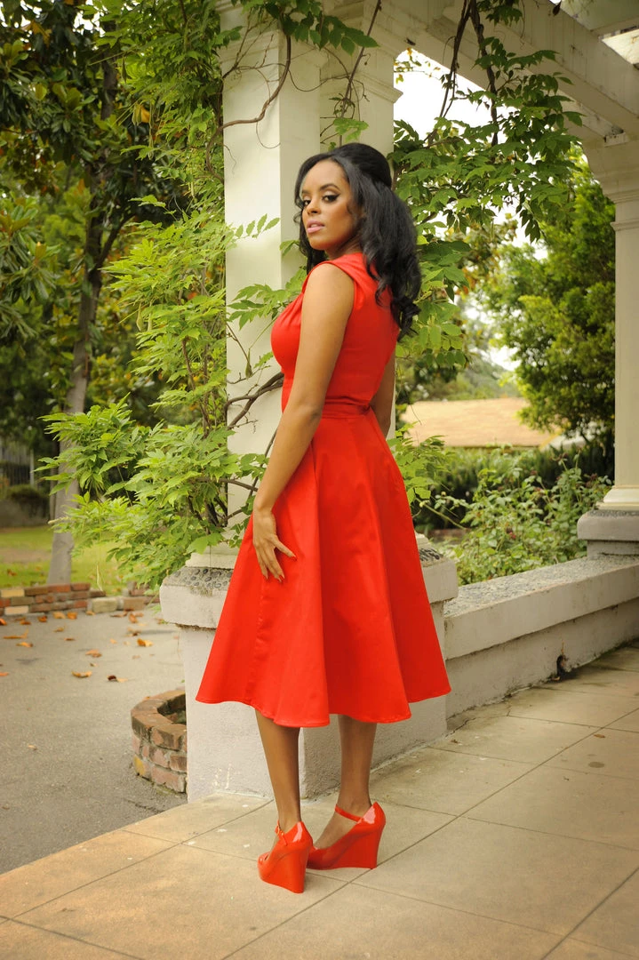 Pinupgirlclothing.com Final Sale - Vintage Inspired Heidi Dress In Solid Red Cotton Sateen | Pinup Couture 8 Pinupgirlclothing.com Final Sale - Vintage Inspired Heidi Dress In Solid Red Cotton Sateen | Pinup Couture