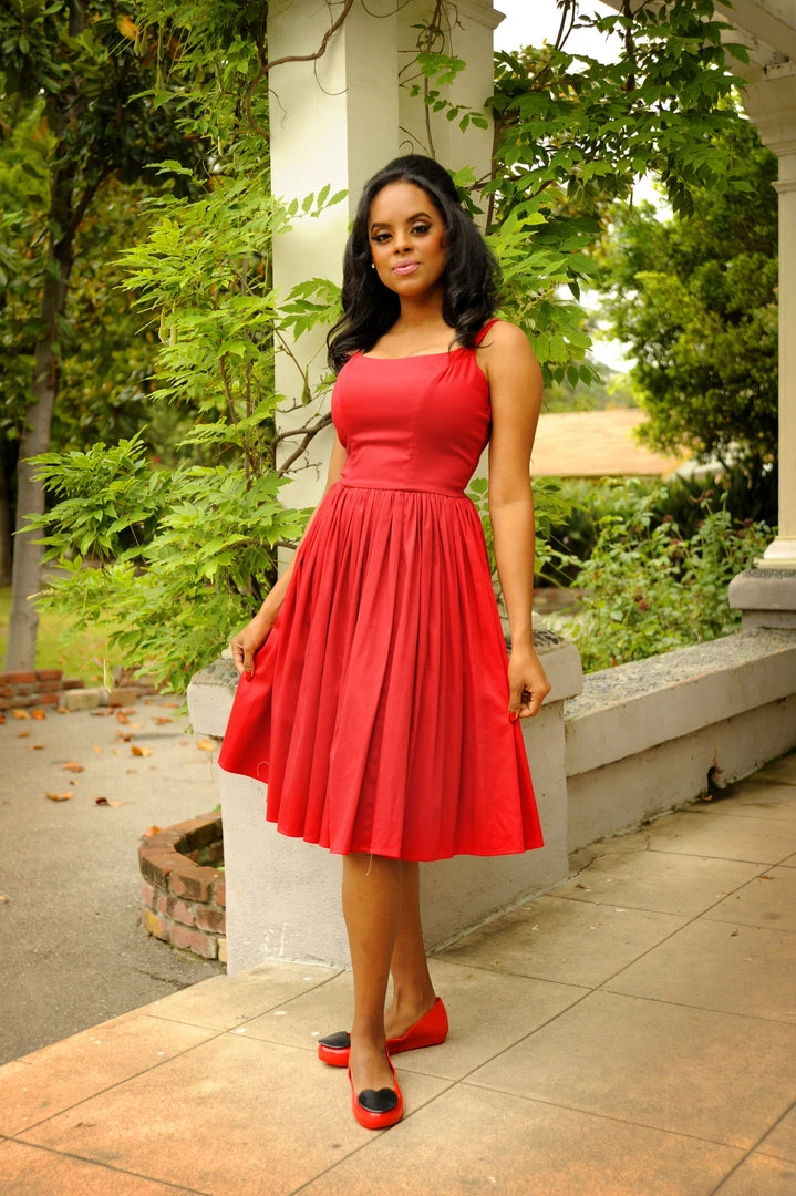 Final Sale - Vintage Sundress - Jenny Swing Dress In Solid Red | Pinup Couture Shop All In-Stock Items By Size 6 Final Sale - Vintage Sundress - Jenny Swing Dress In Solid Red | Pinup Couture Shop All In-Stock Items By Size