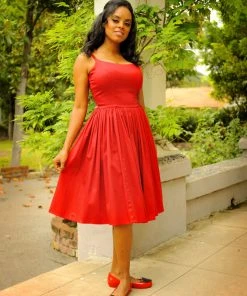 Final Sale - Vintage Sundress - Jenny Swing Dress In Solid Red | Pinup Couture Shop All In-Stock Items By Size 12 Final Sale - Vintage Sundress - Jenny Swing Dress In Solid Red | Pinup Couture Shop All In-Stock Items By Size